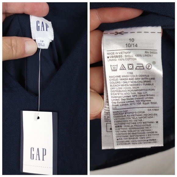 NWT GAP Sleeveless Tie Shoulder Linen Dress Size 10 - Picture 7 of 7
